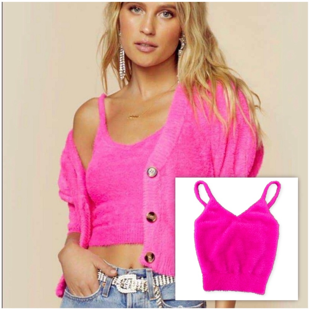 For Love & Lemons Fuzzy Pink Top 💕